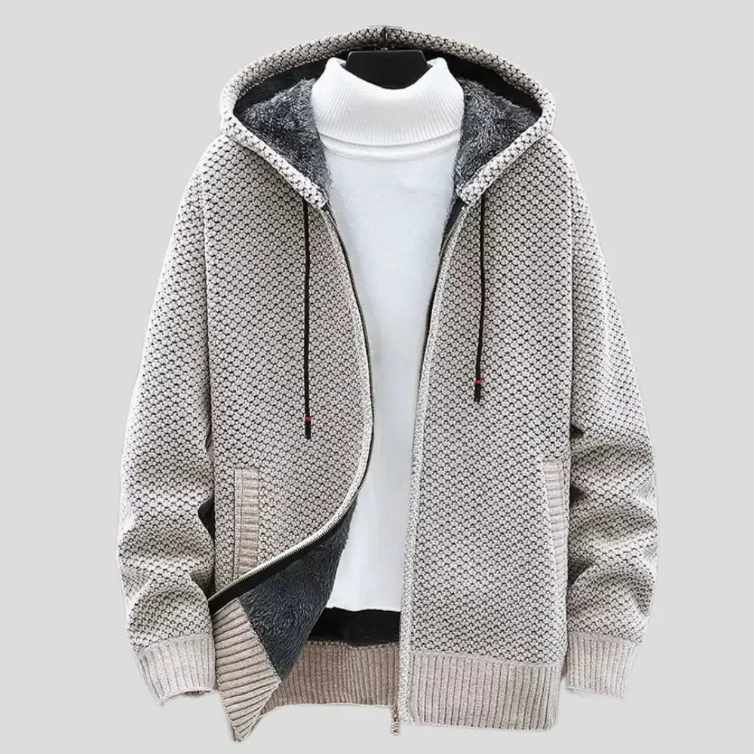 Damen Strickfleece Hoodie Warm Mit Reißverschluss