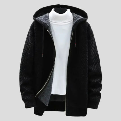 Damen Strickfleece Hoodie Warm Mit Reißverschluss