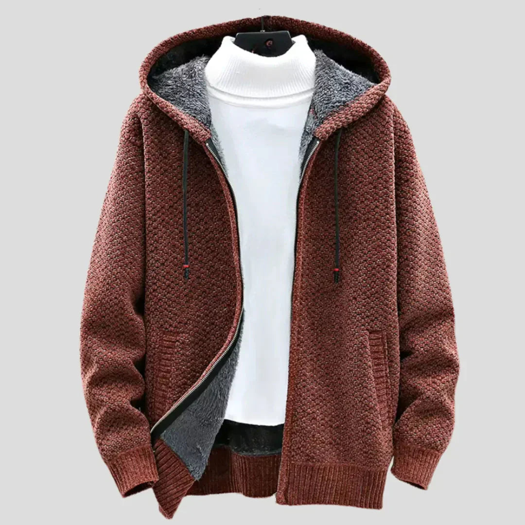 Damen Strickfleece Hoodie Warm Mit Reißverschluss