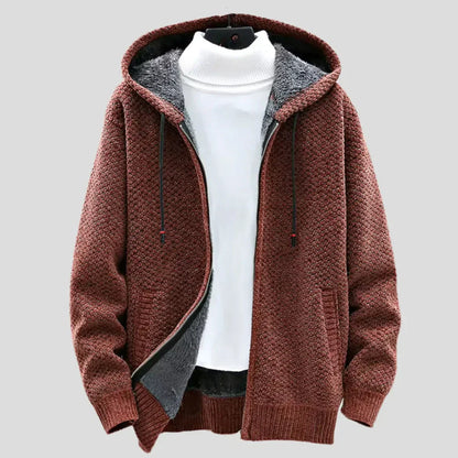 Damen Strickfleece Hoodie Warm Mit Reißverschluss