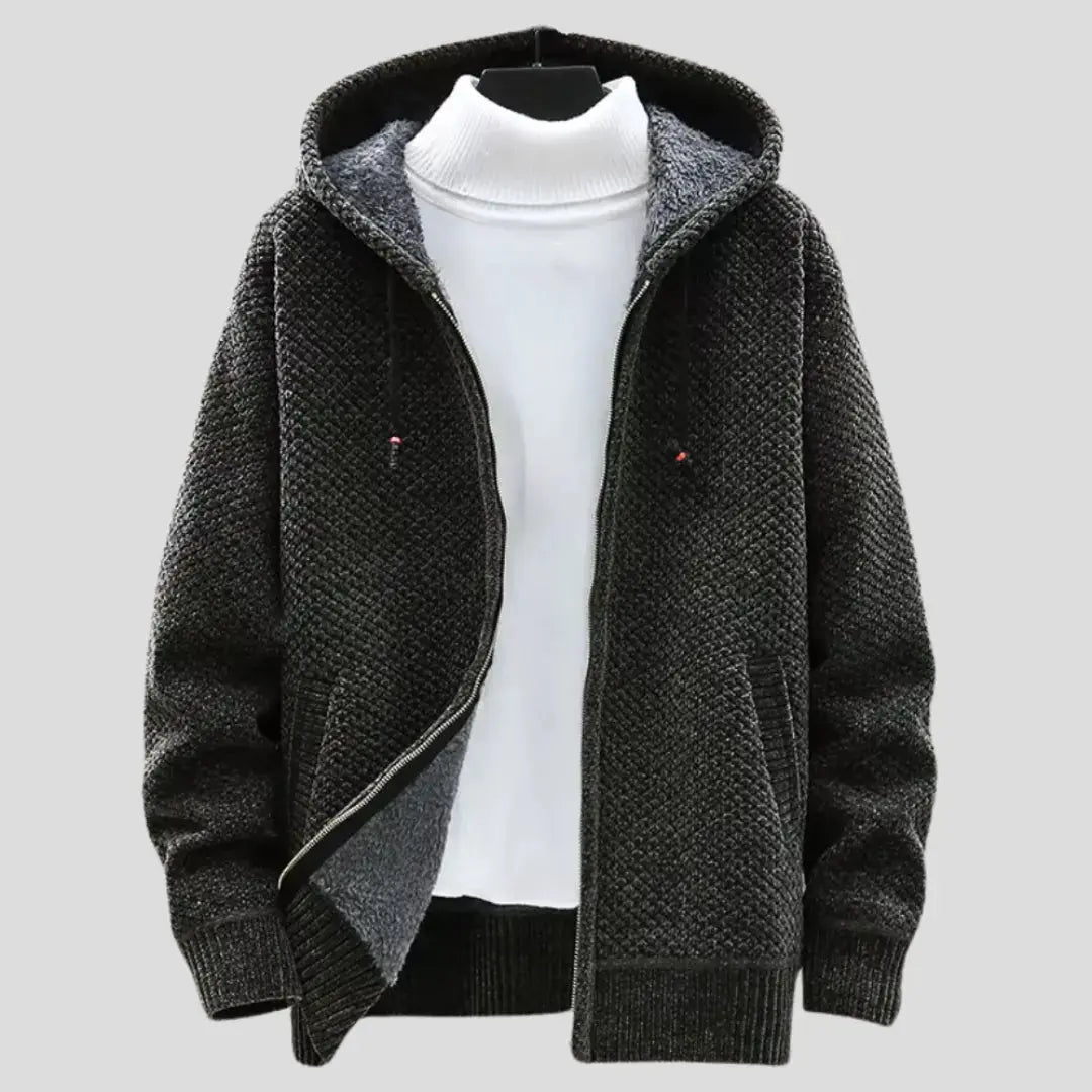 Damen Strickfleece Hoodie Warm Mit Reißverschluss