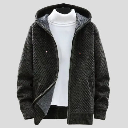 Damen Strickfleece Hoodie Warm Mit Reißverschluss