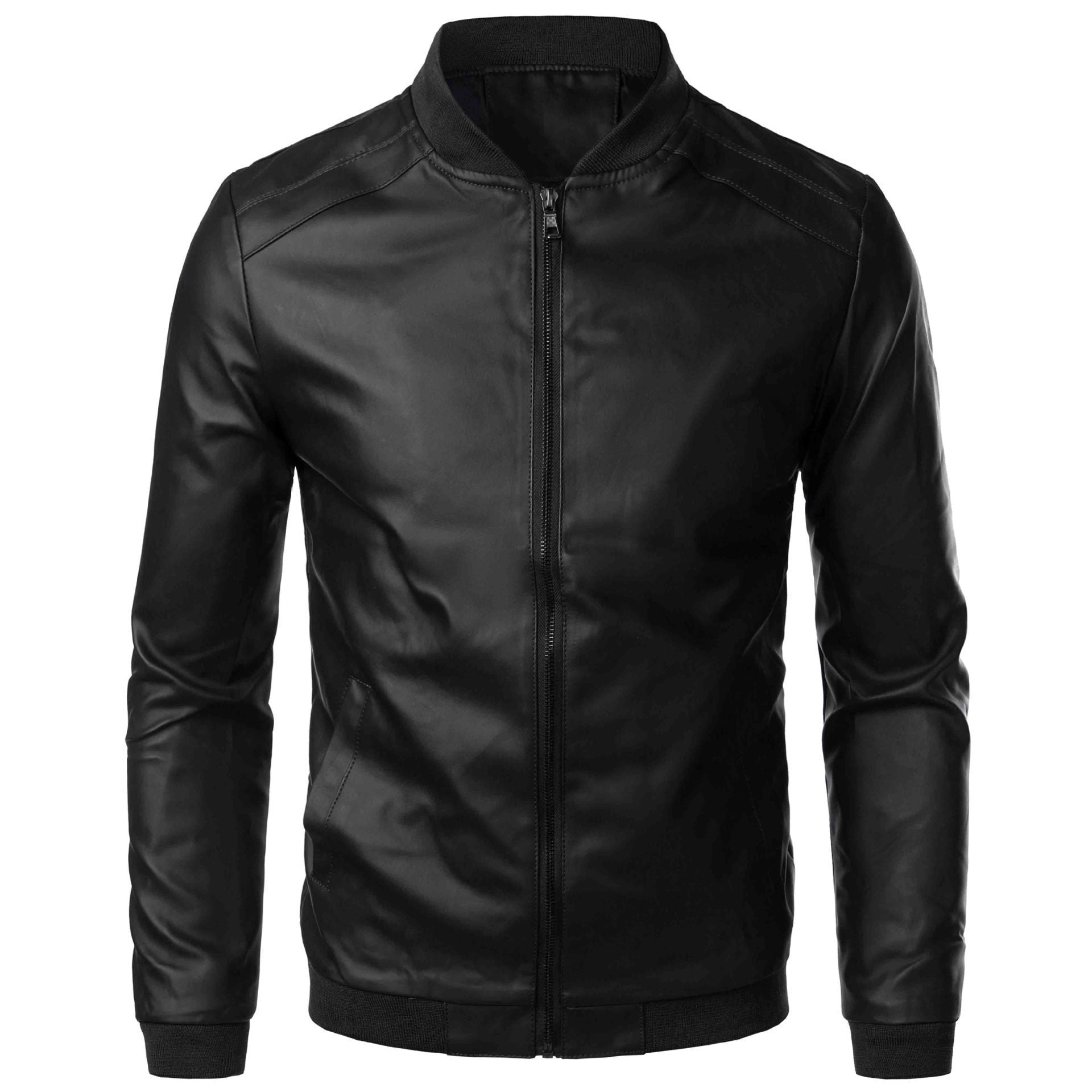 Herren Lederjacke Bomber Modern Schwarz - Norvielle