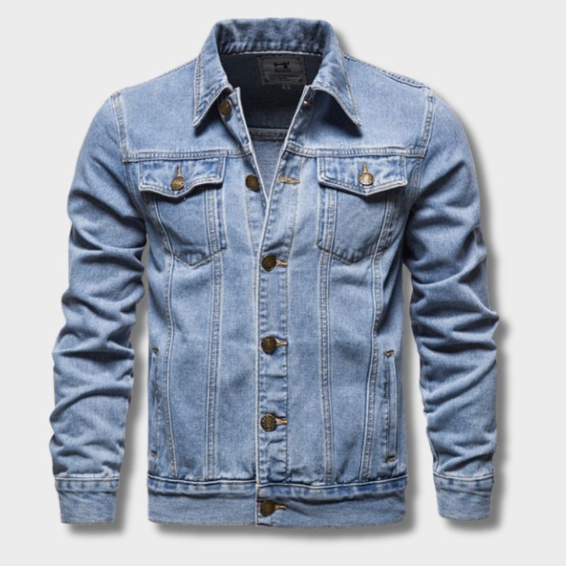 Herren Denimjacke Klassisch Lässig Blau