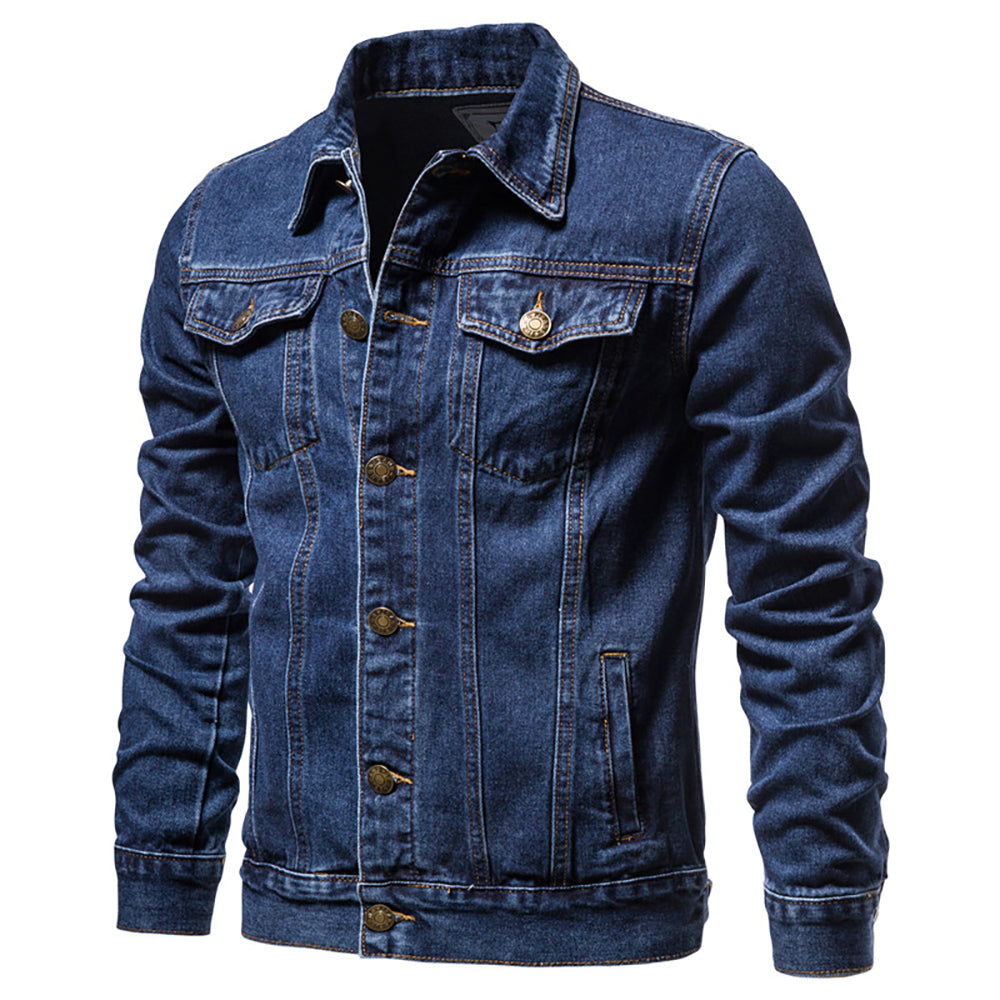 Herren Denimjacke Klassisch Lässig Blau