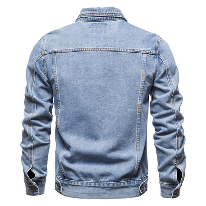 Herren Denimjacke Klassisch Lässig Blau
