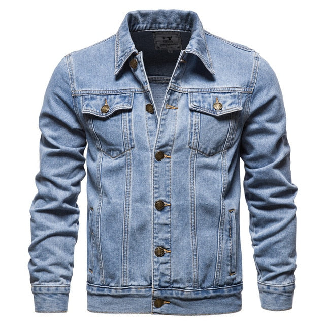 Herren Denimjacke Klassisch Lässig Blau