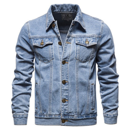 Herren Denimjacke Klassisch Lässig Blau