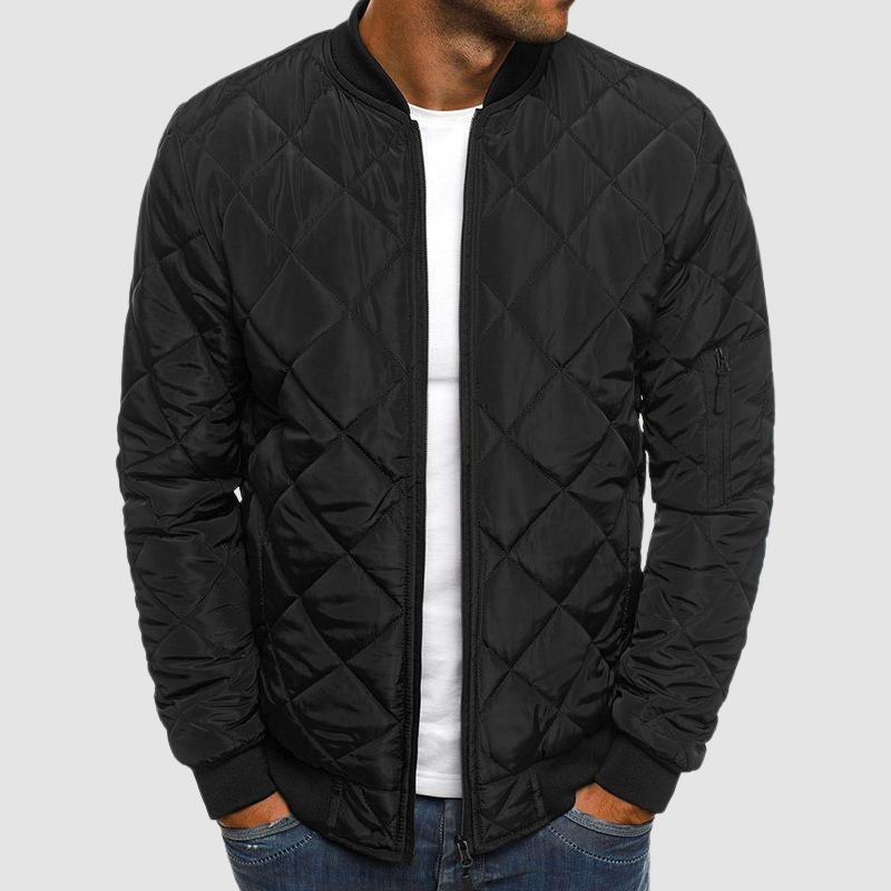 Herren Winterjacke Gesteppt Warm Isoliert Schwarz - Norvielle