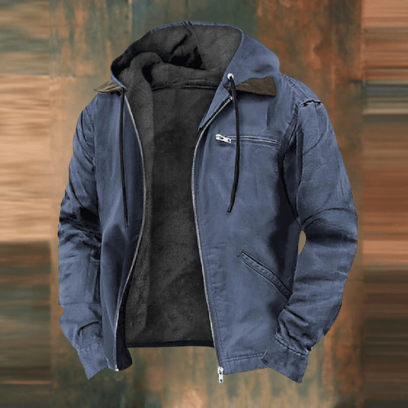 Herren Lederjacke Reißverschluss Kapuze