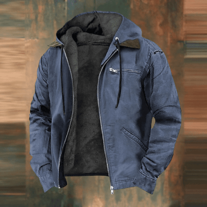 Herren Lederjacke Reißverschluss Kapuze