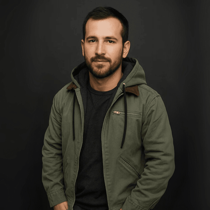 Herren Lederjacke Reißverschluss Kapuze
