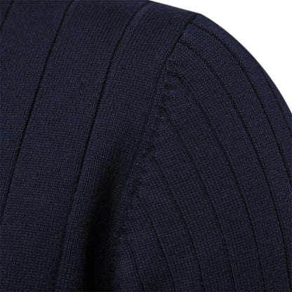 Herren Pullover Rippstrick Bequem Half-Zip Grau