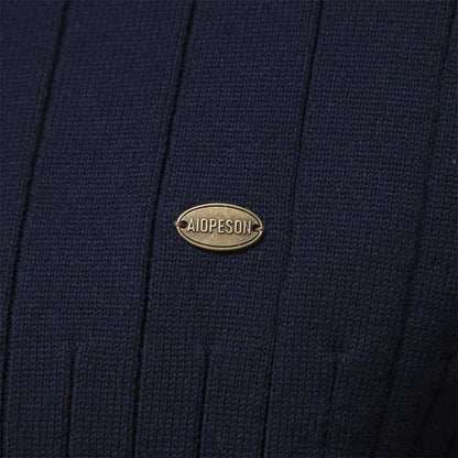 Herren Pullover Rippstrick Bequem Half-Zip Grau