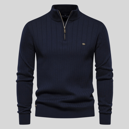 Herren Pullover Rippstrick Bequem Half-Zip Grau - Norvielle