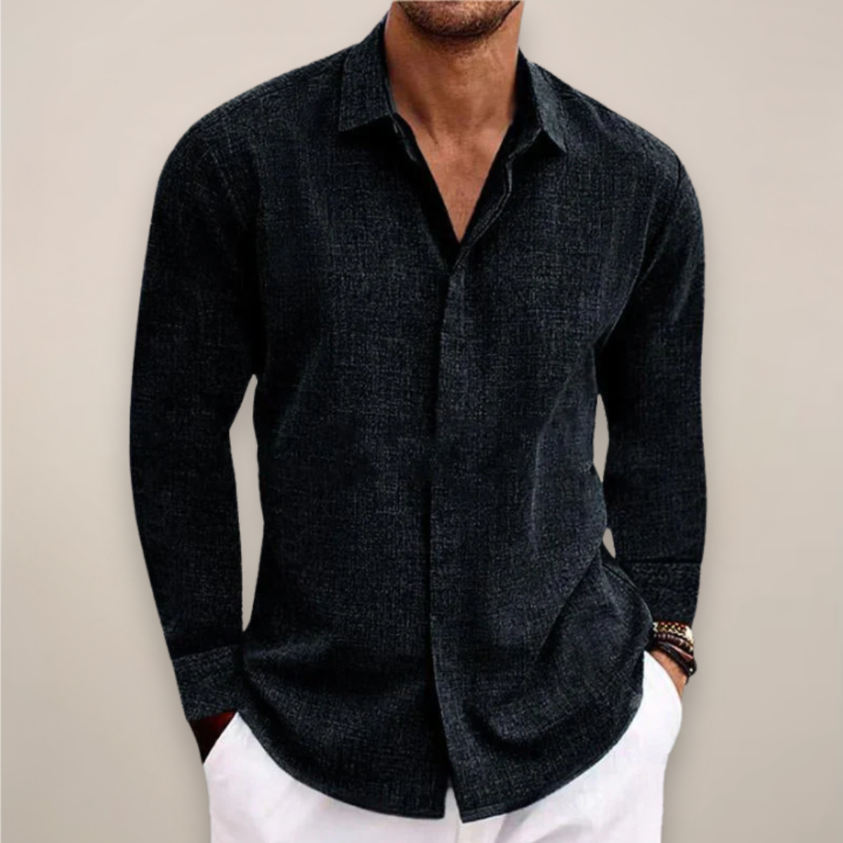 Herren Langarmhemd Baumwolle Elegant