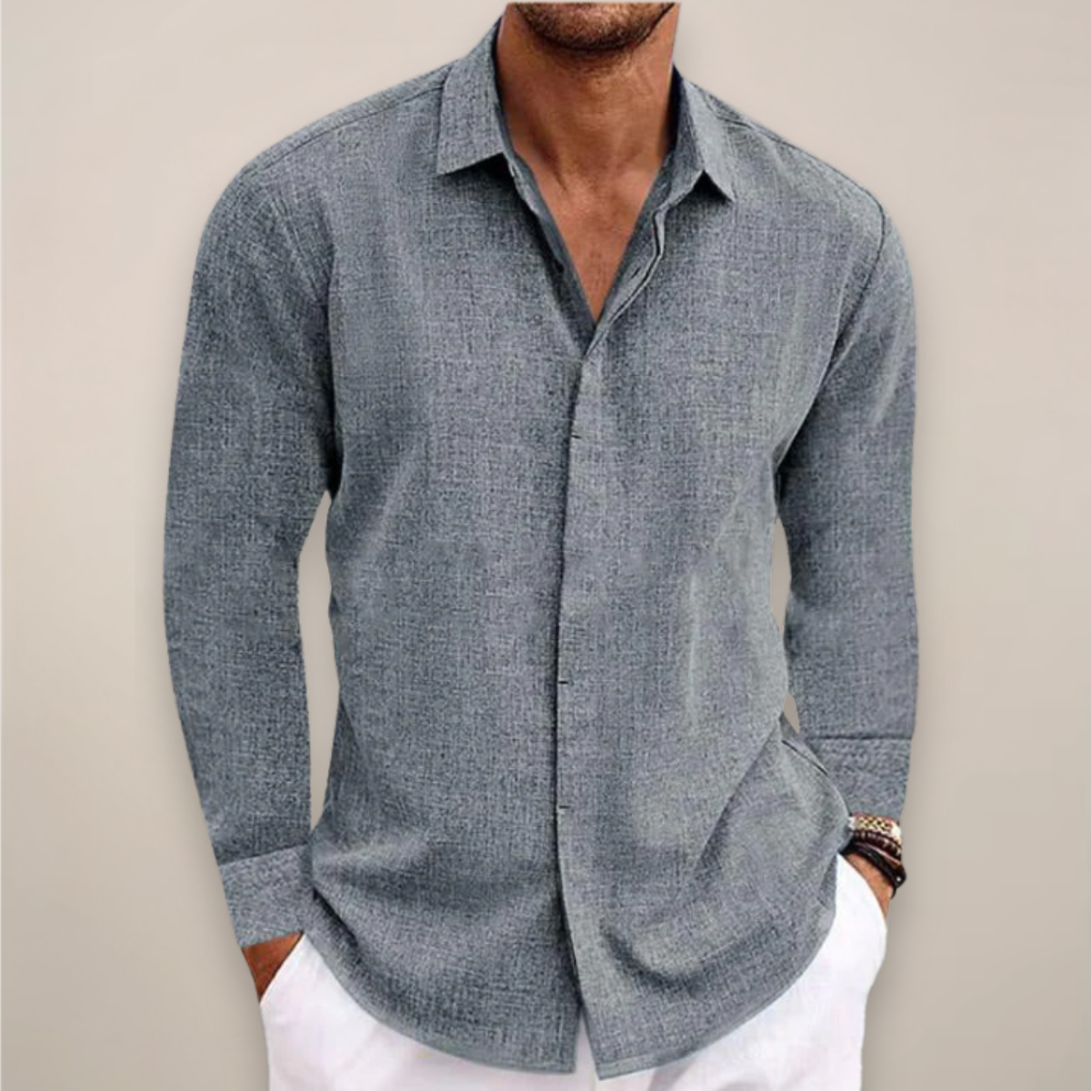 Herren Langarmhemd Baumwolle Elegant