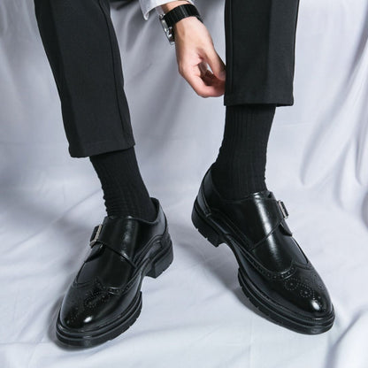 Herren Monk Strap Schuhe Leder Braun Elegant