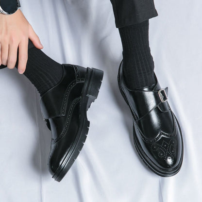 Herren Monk Strap Schuhe Leder Braun Elegant