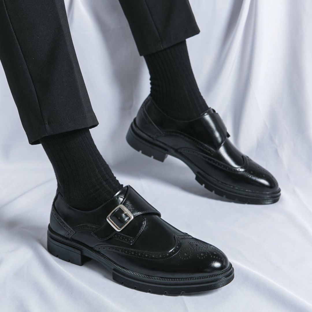 Herren Monk Strap Schuhe Leder Braun Elegant