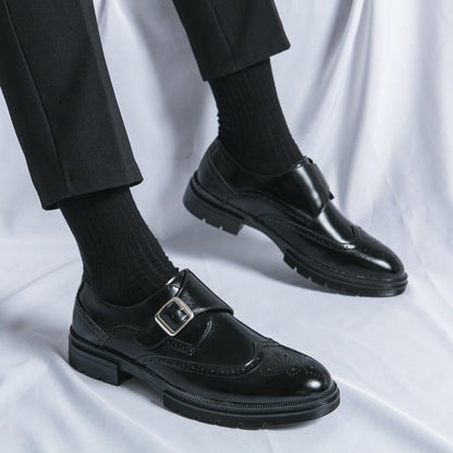 Herren Monk Strap Schuhe Leder Braun Elegant