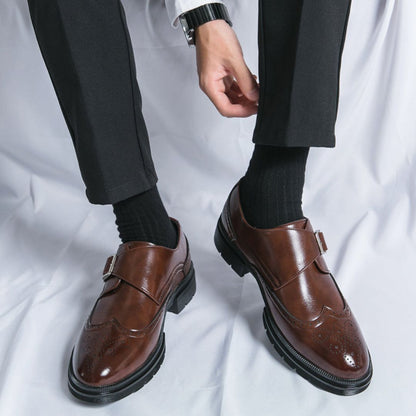 Herren Monk Strap Schuhe Leder Braun Elegant