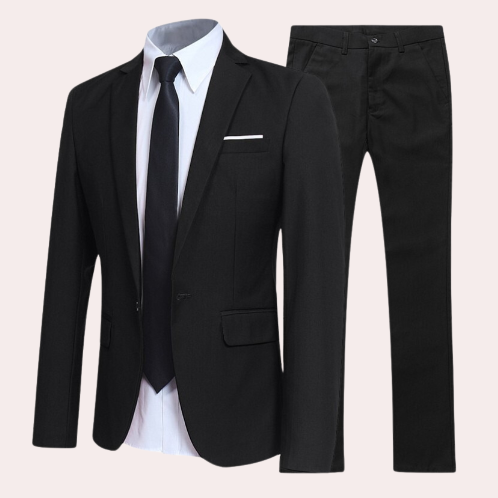 Herren Anzug Slim Fit Zweiknopf Schwarz - Norvielle