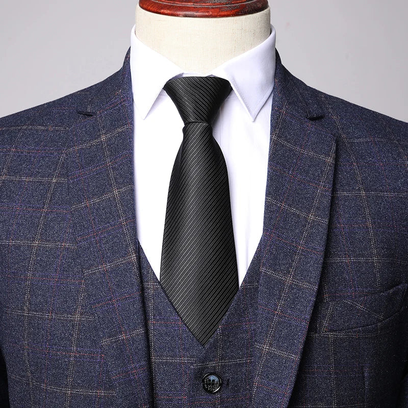 Herren Karierter Anzug Slim Fit Frühlingsanzug