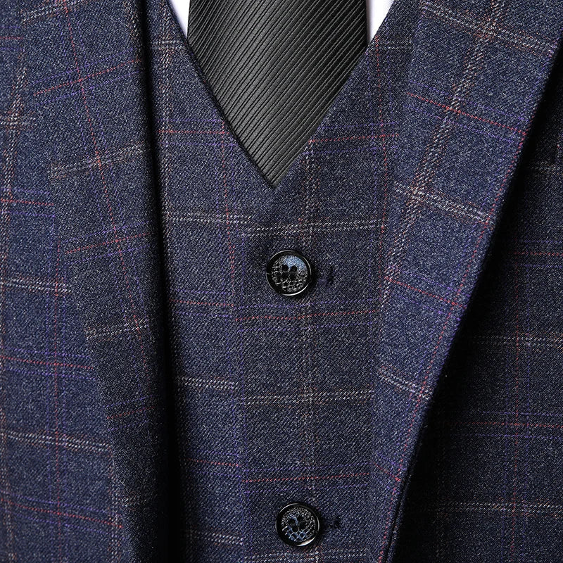 Herren Karierter Anzug Slim Fit Frühlingsanzug