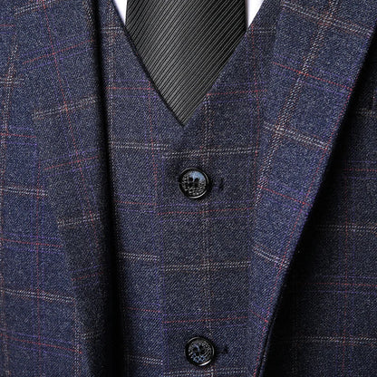Herren Karierter Anzug Slim Fit Frühlingsanzug