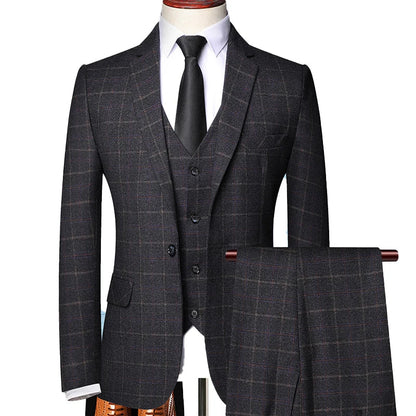 Herren Karierter Anzug Slim Fit Frühlingsanzug