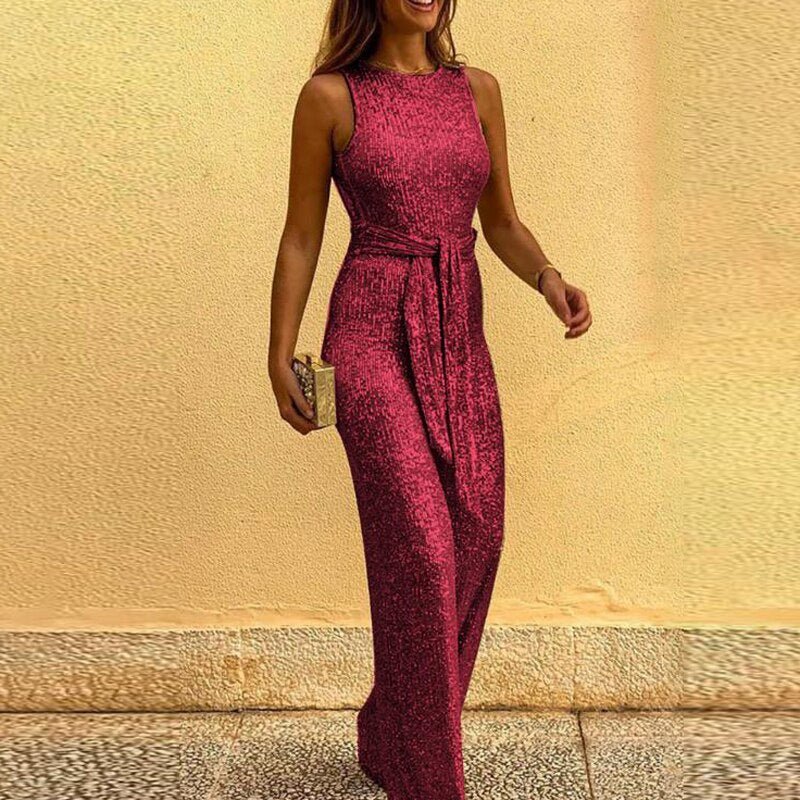 Damen Pailletten-Jumpsuit Elegant Party