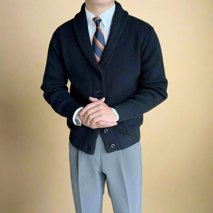 Herren Strickcardigan Gestreift aus Baumwolle Bequem