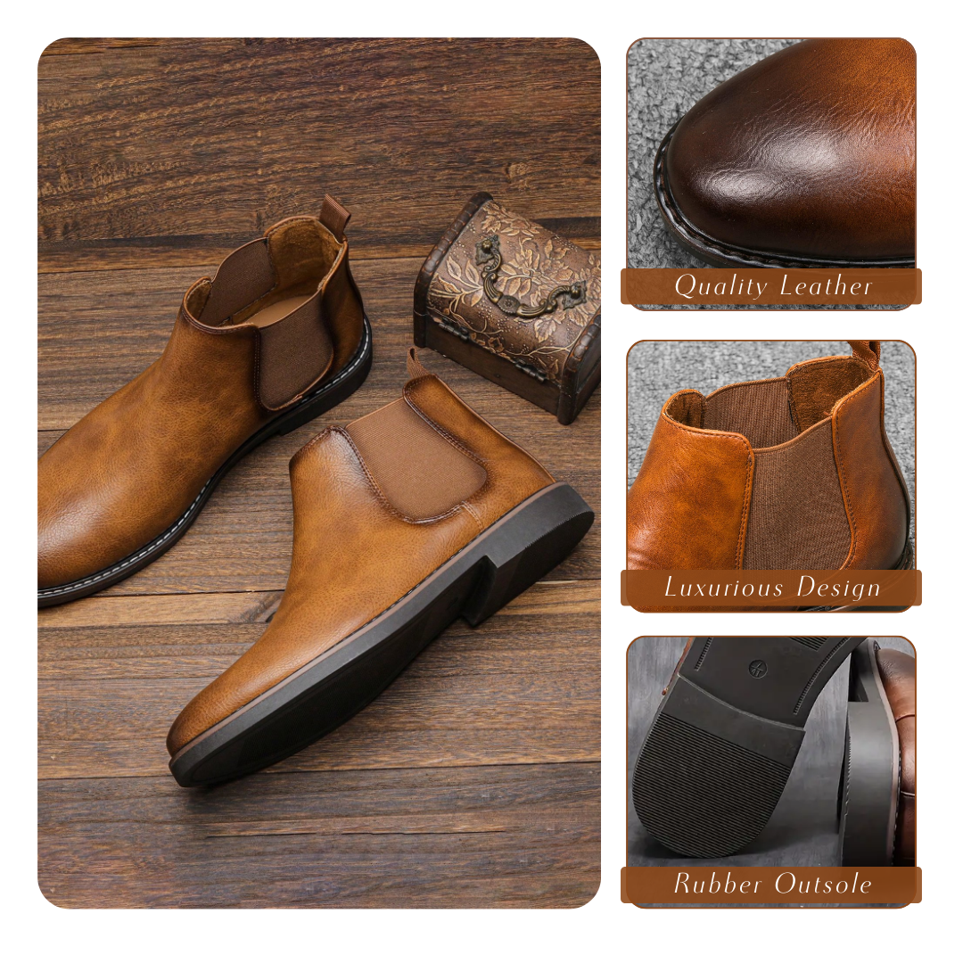 Herren Chelsea Boots Leder Komfortabel