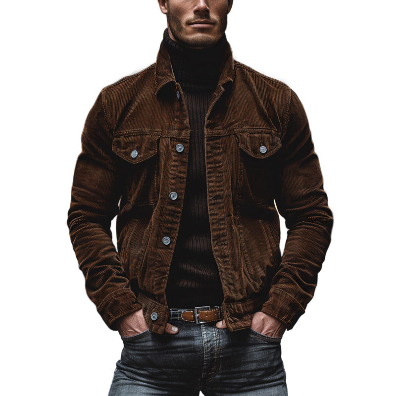 Herren Lederjacke Einreiher Vintage Stil Leder