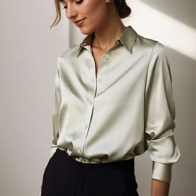 Damen Bluse Klassisch Mit Knöpfen Elegantes Design Weiß - Norvielle