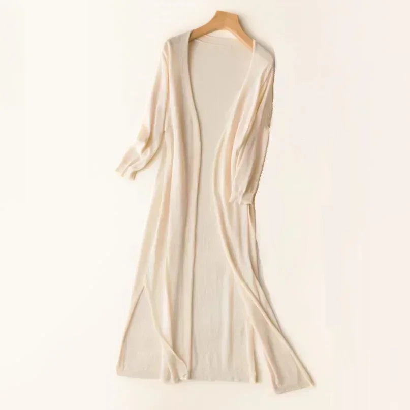 Damen Strickjacke Lang Leicht Elegant