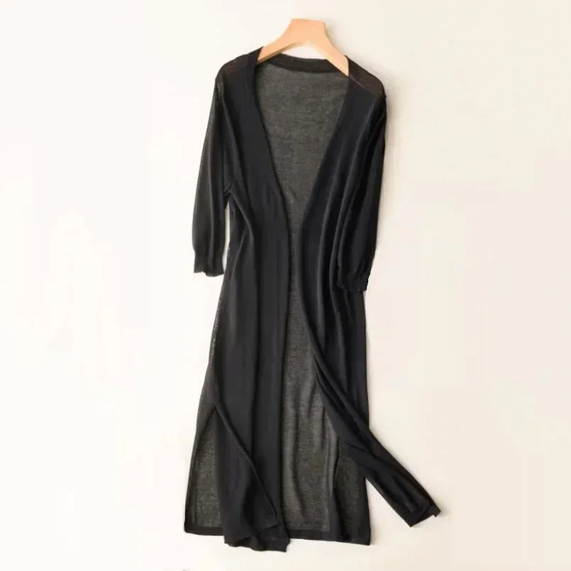 Damen Strickjacke Lang Leicht Elegant