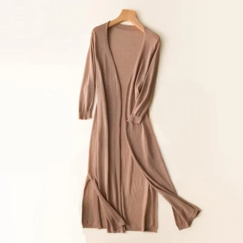 Damen Strickjacke Lang Leicht Elegant