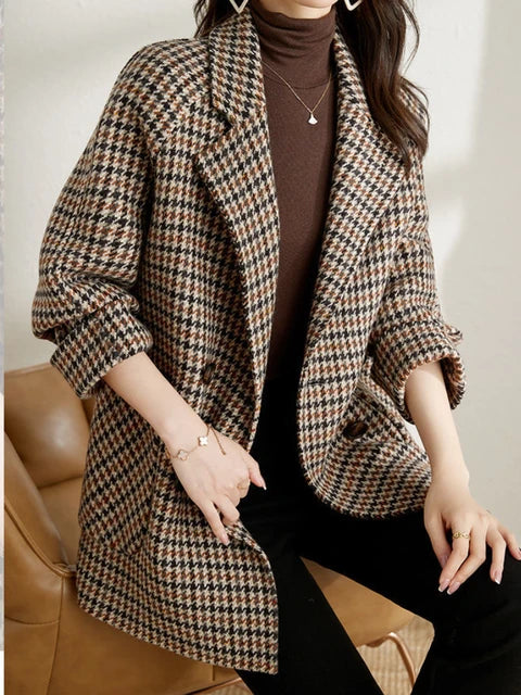 Damen Kariertes Blazer Jackett Modern - Norvielle