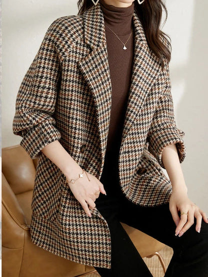 Damen Kariertes Blazer Jackett Modern - Norvielle