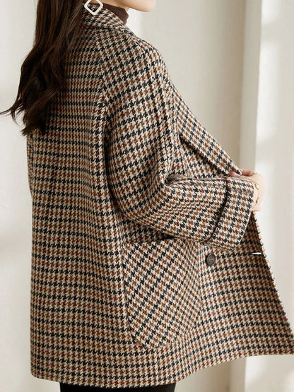 Damen Kariertes Blazer Jackett Modern