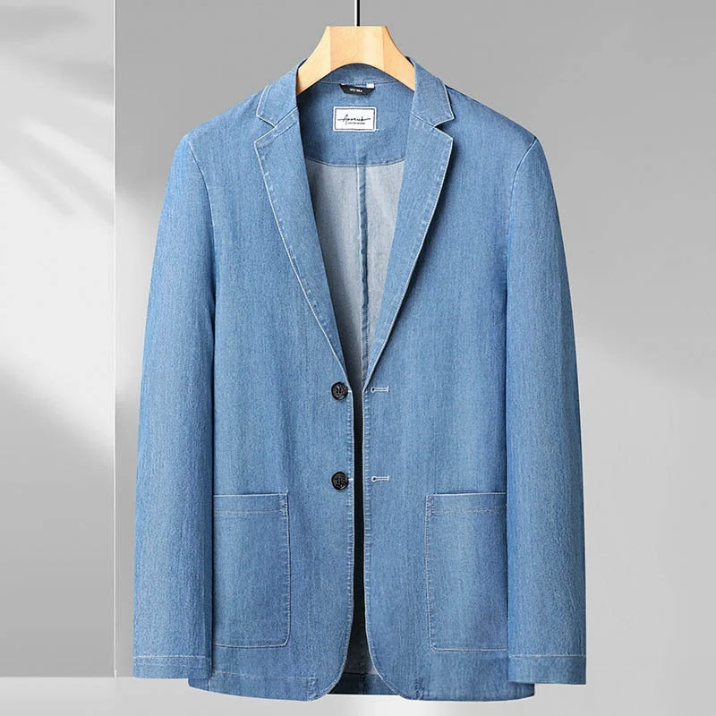 Herren Slimfit Blazer Denim Modern