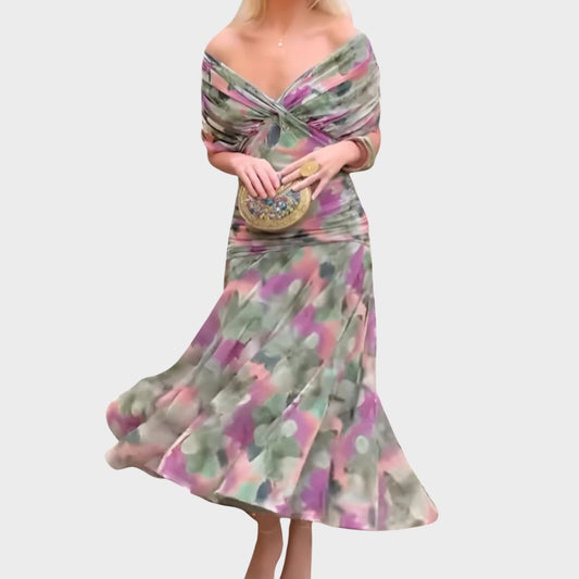 Damen Abendkleid Off-Shoulder Elegantes Seidenkleid Schwarz - Norvielle