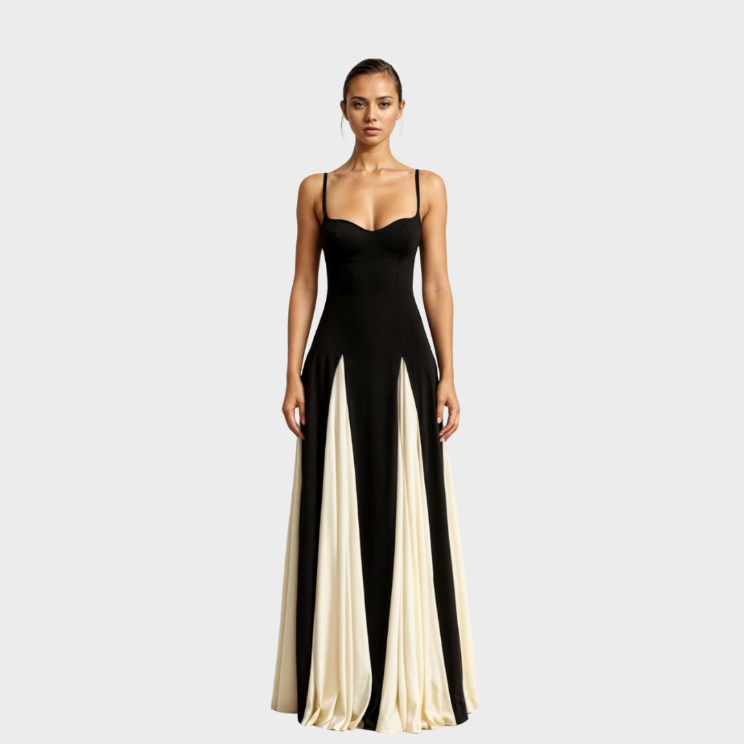 Elegantes Damen Maxikleid mit V-Ausschnitt und Rüschen - Norvielle