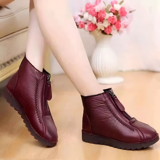 Orthopädische Schuhe Damen Komfortabel Leder Braun - Norvielle