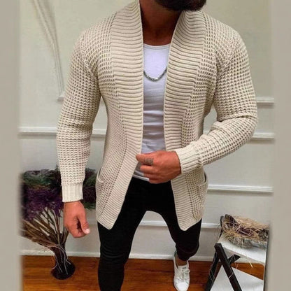 Herren Strickjacke Tiefkragen Modern Struktur Optik - Norvielle