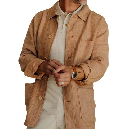 Herren Kordjacke Moderner Schnitt Lässig Braun