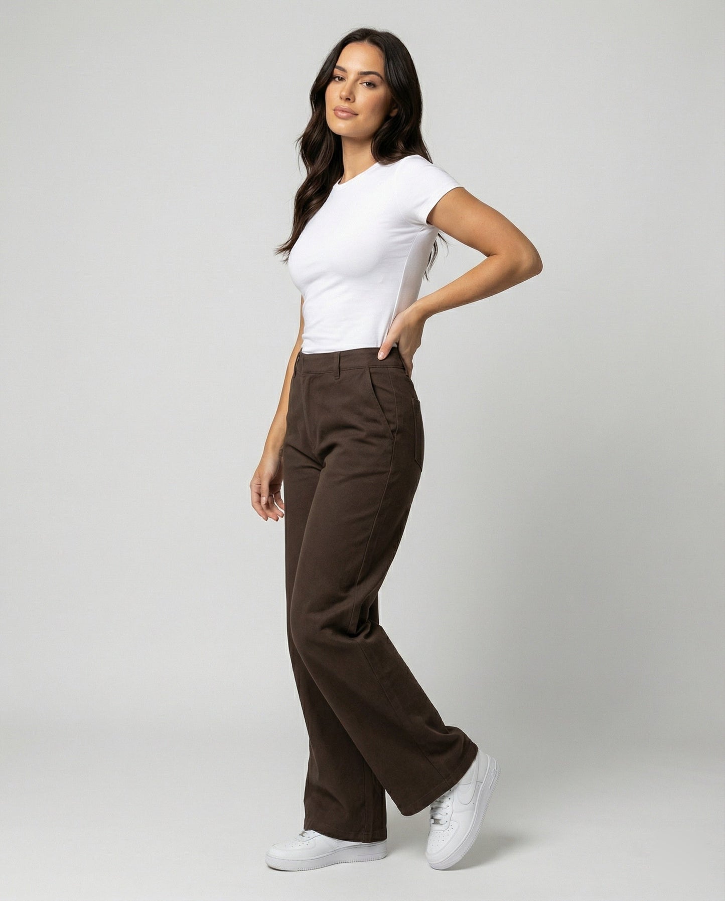 Damen Cordhose Braun Weite Bein Warm - Norvielle