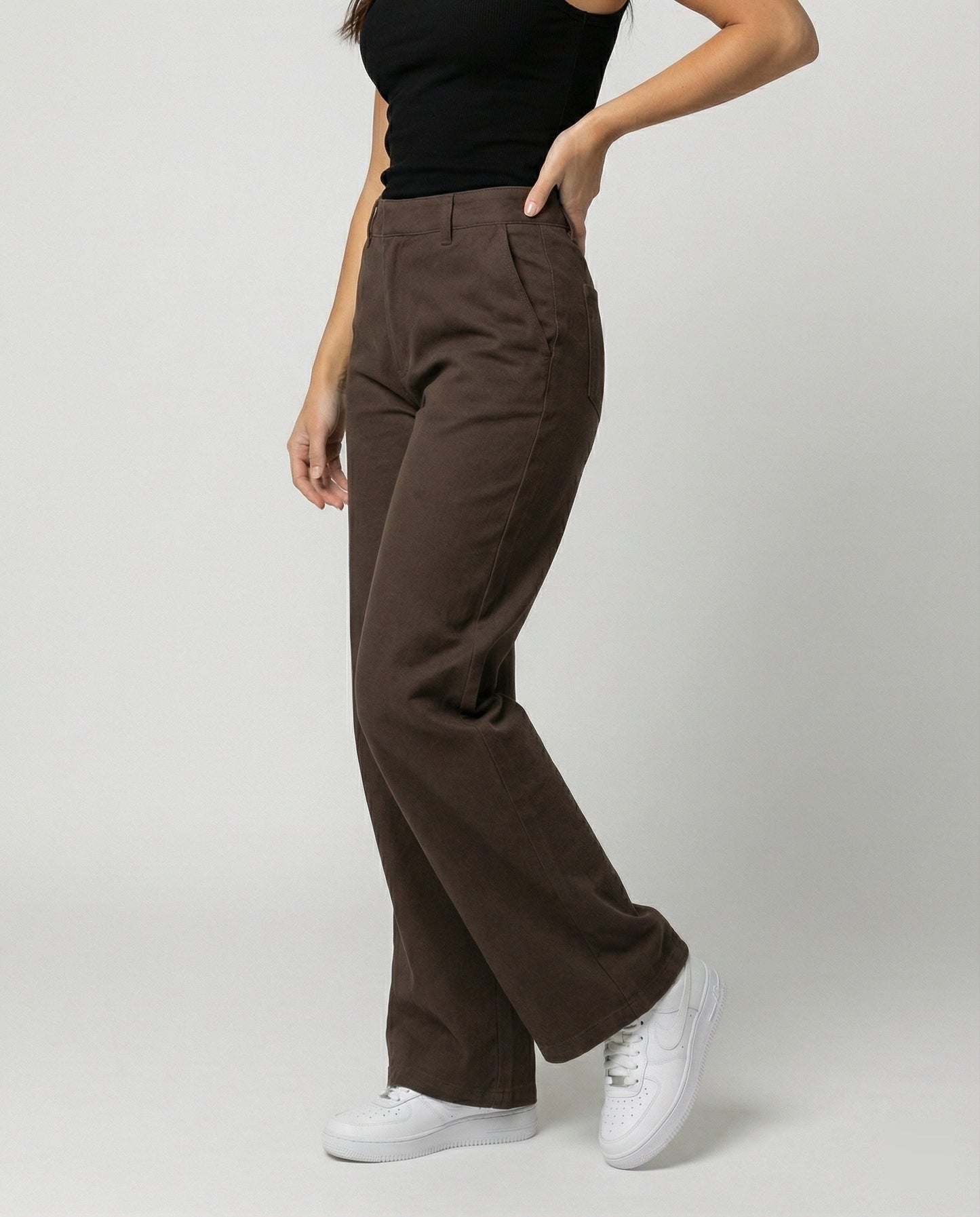 Damen Cordhose Braun Weite Bein Warm